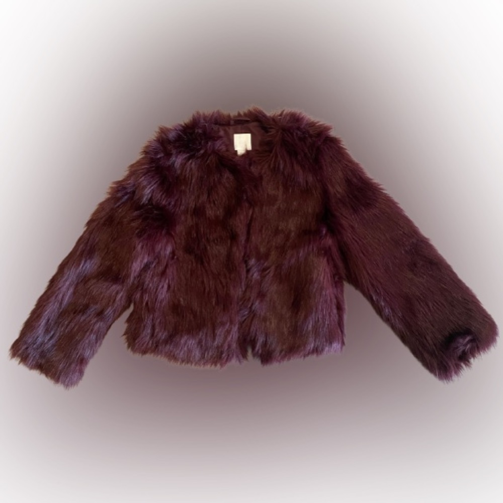 H&M Maroon Faux Fur Jacket